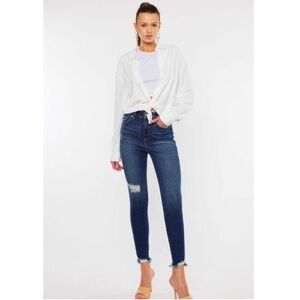 Kancan Distressed Dark Wash Ankle Jeans